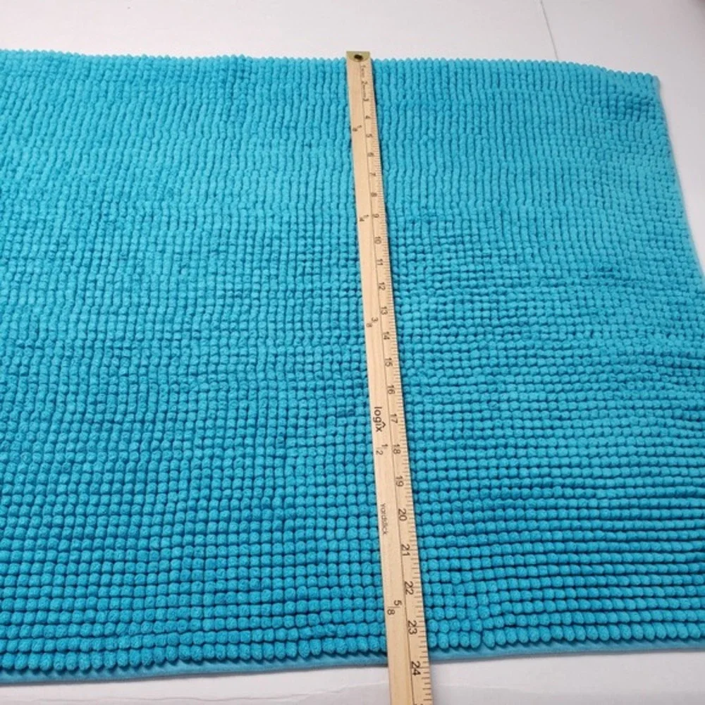 Chenille Bath Mat Rug Set of‎ 2 35x24 Turquoise Texture Spa Soft Plush Absorbent